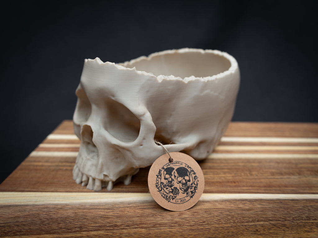 Human Skull Bowl – Halloween Candy Dish, Gothic Home Décor, 3D Printed Bone
