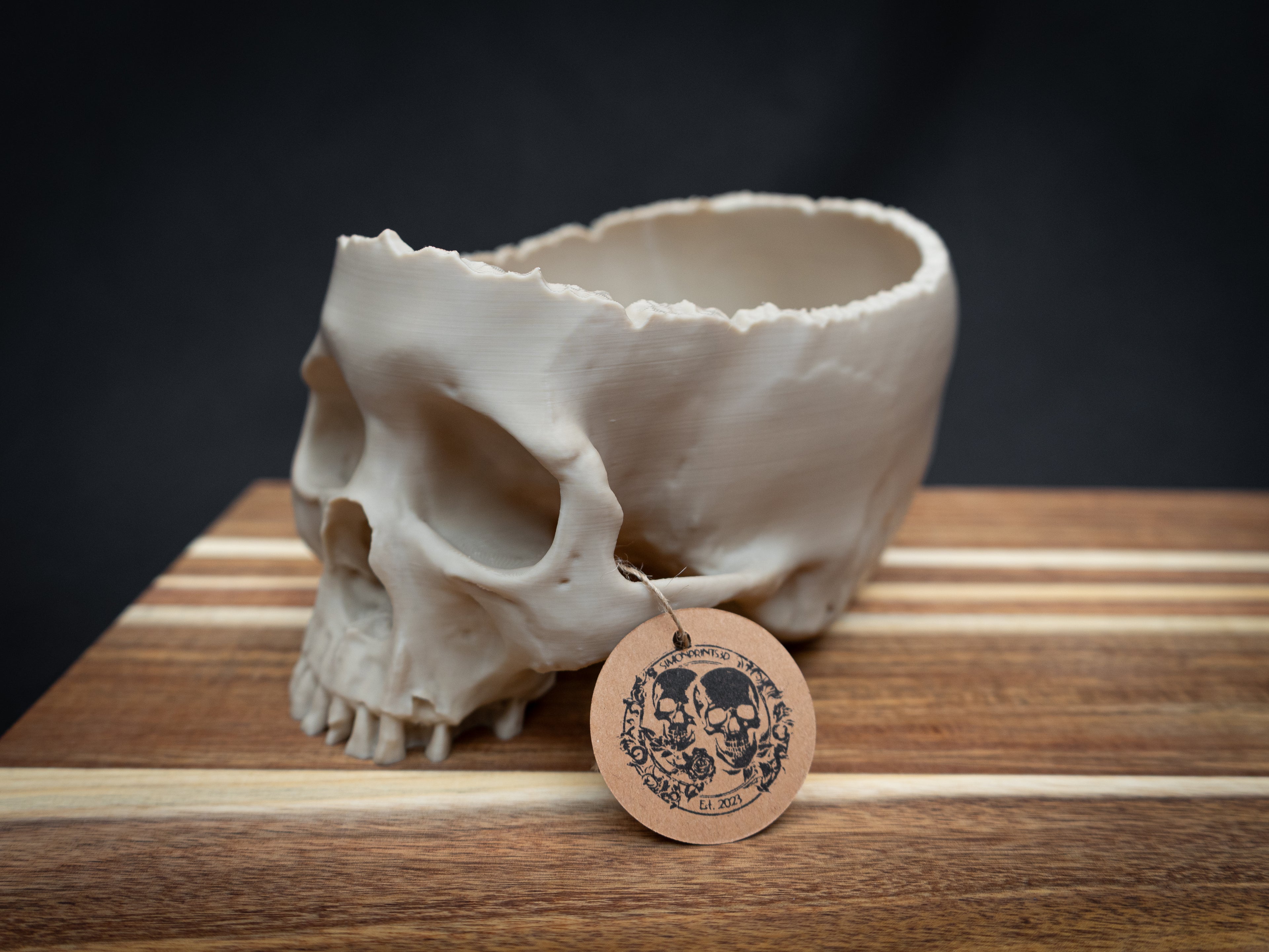 Human Skull Bowl – Halloween Candy Dish, Gothic Home Décor, 3D Printed Bone